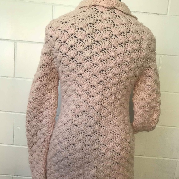 Frost Womens Knit Crochet Mid length Cardigan Sz L - Picture 5 of 5